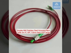 Simplex MM Acciaio inossidabile Cable blindato 2m FC APC 3,0mm Giacca LSZH Rossa