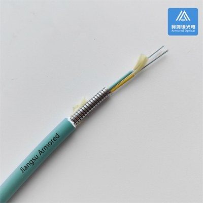 24 Cores MM Spiral Armored Fiber Cable Aque LSZH  Micro Armored Cable FTTH Rodent Resistant