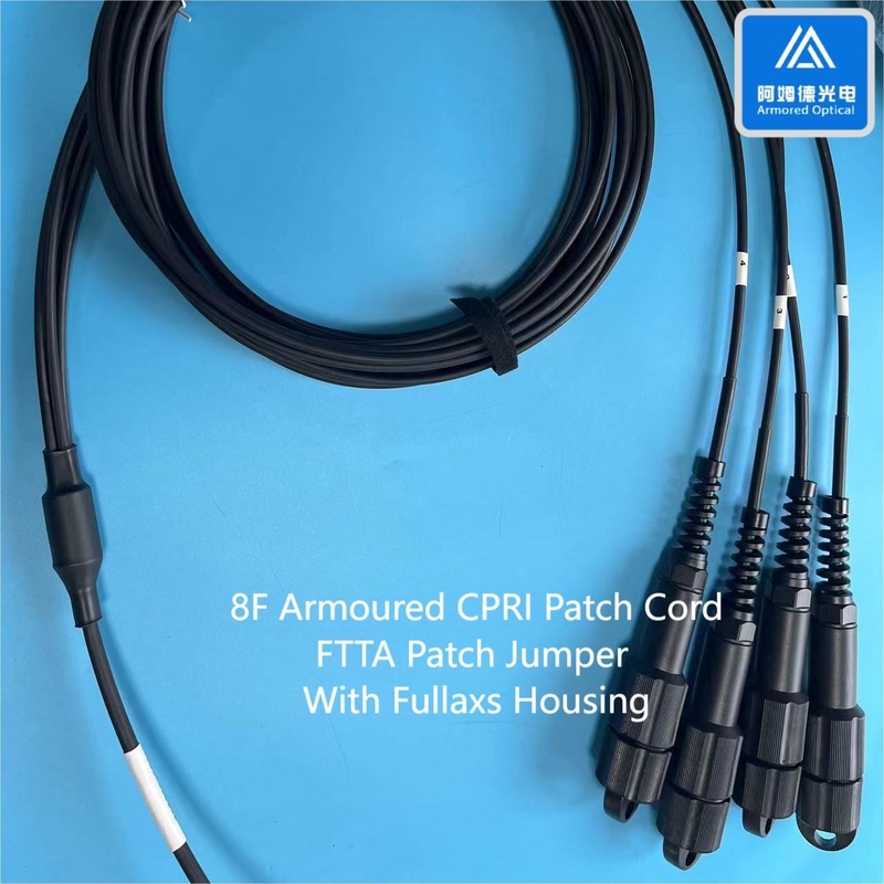 8F SM FTTA Armored Fibre Optic Cable Cord 6.5mm Black LSZH BBU RRU Fullaxs DLC