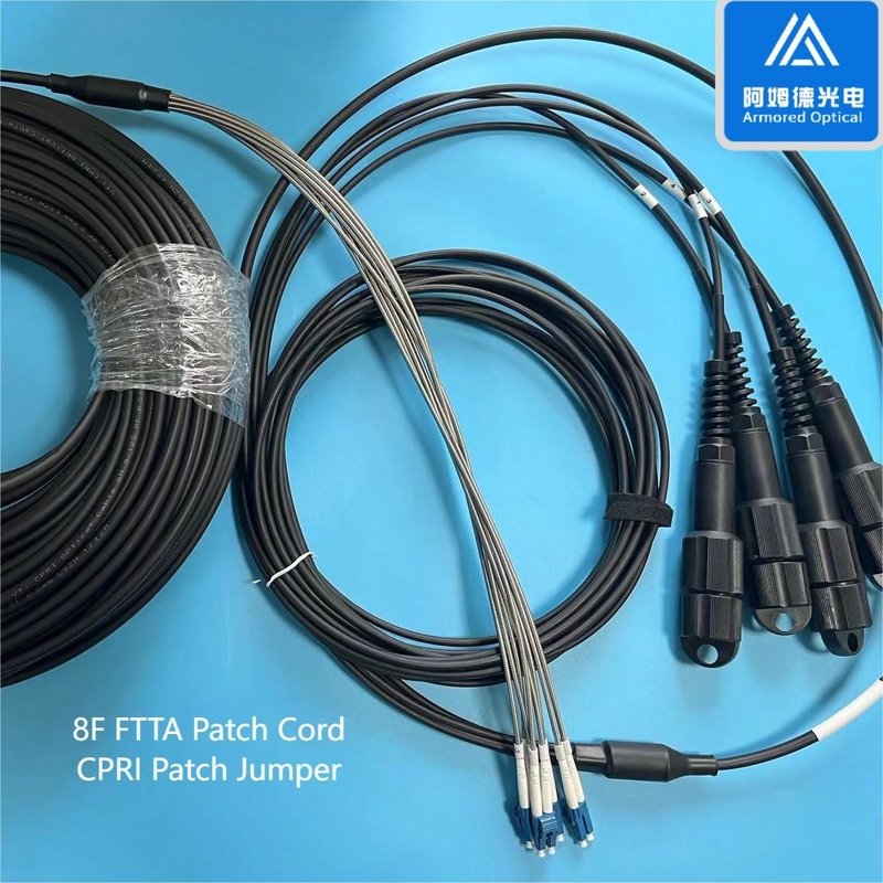 8F SM FTTA Armored Fibre Optic Cable Cord 6.5mm Black LSZH BBU RRU Fullaxs DLC