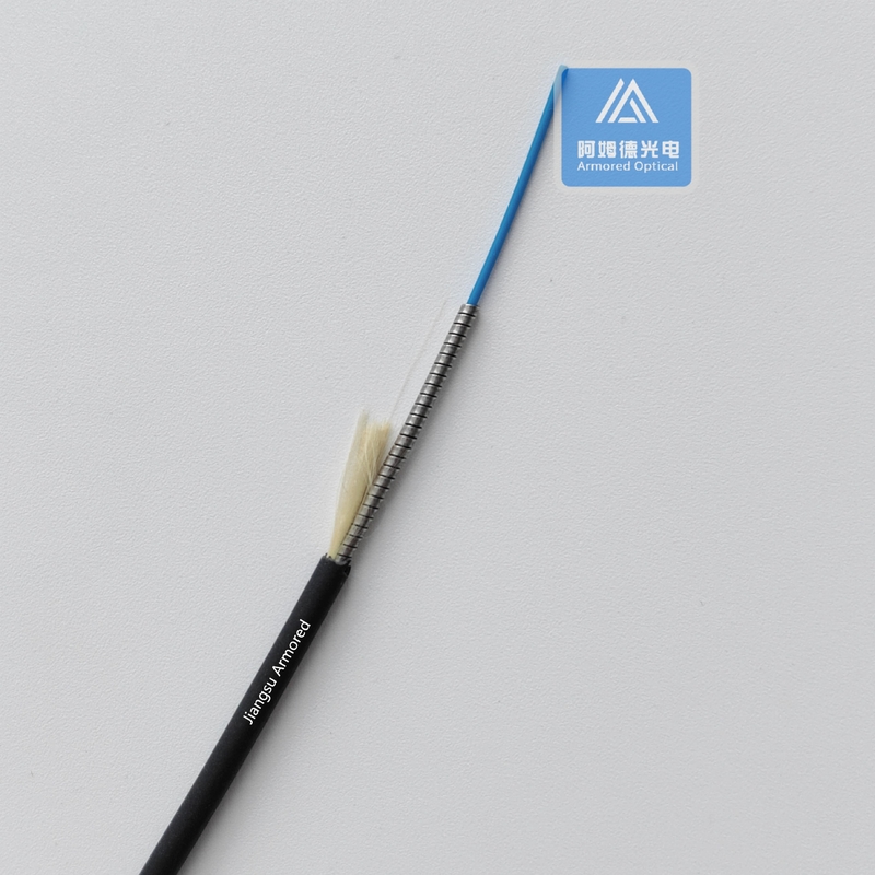 Simplex SM Spiral Armored Fiber Cable 3.0mm Black LSZH Rodent Resistant FTTH