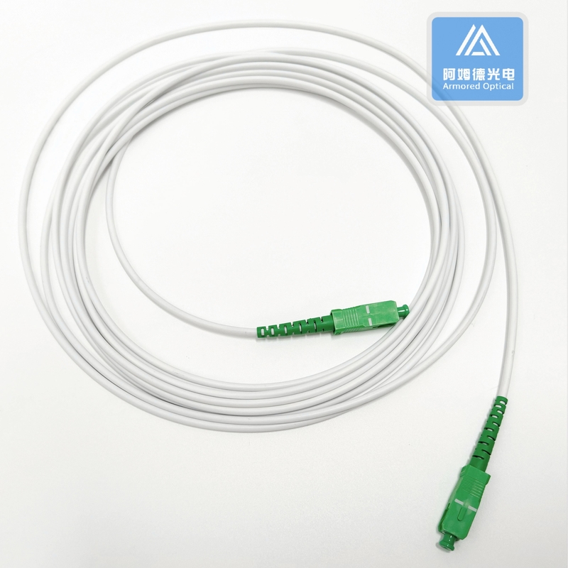 Simplex SM Stainless Steel Armored Patch Cord 10m SC APC 3.0mm White LSZH Jacket Dca Patch Jumper