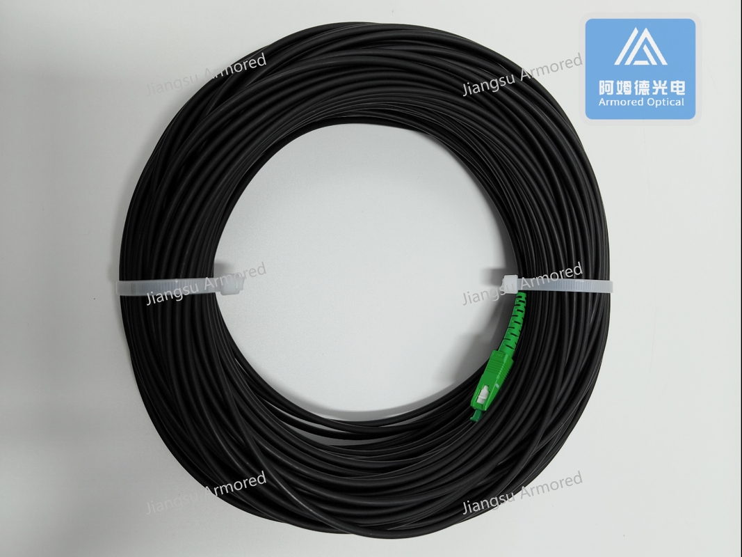 Simplex SM Stainless Steel Armored Pigtail 40m SC APC 3.0mm Black LSZH Jacket Dca Patch Jumper With Armored Tube